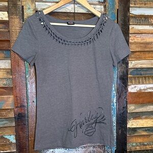 Harley-Davidson Charcoal Gray Short Sleeve Tee Eagles Nest front & back design